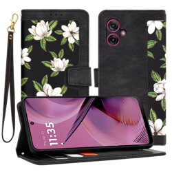 Husa personalizata fete Motorola Moto G55 Techsuit FlipCraft, negru