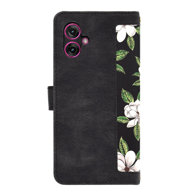 Husa personalizata fete Motorola Moto G55 Techsuit FlipCraft, negru
