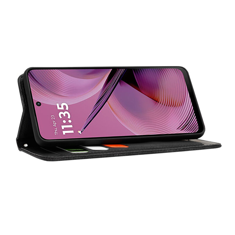 Husa personalizata fete Motorola Moto G55 Techsuit FlipCraft, negru