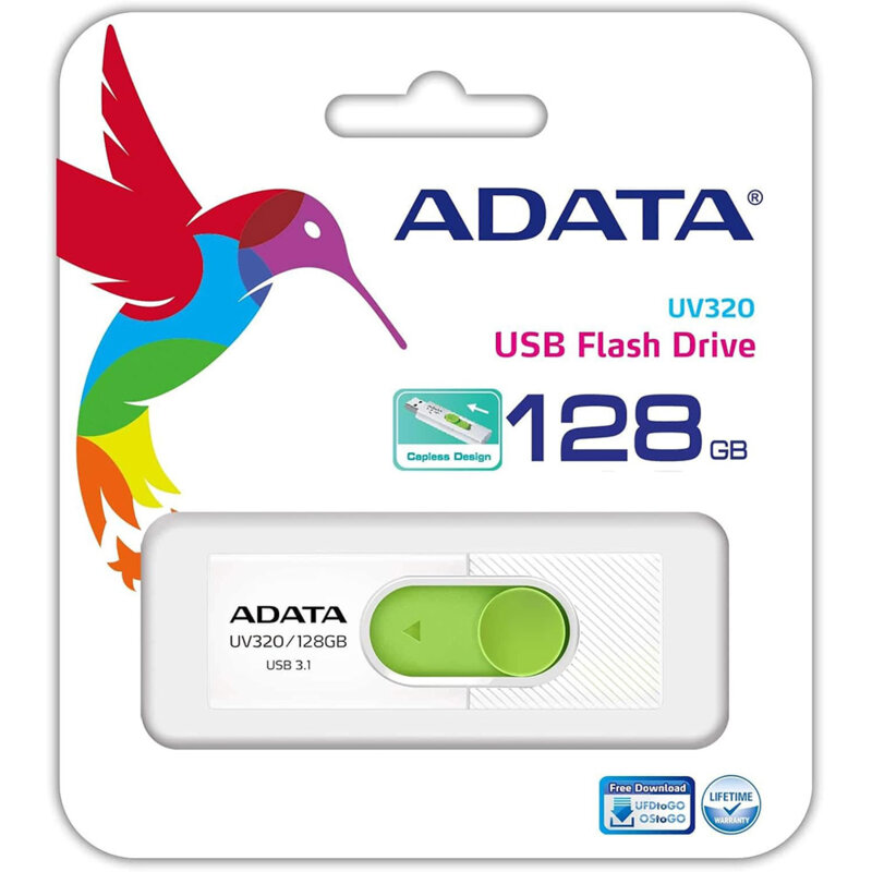 Memorie externa 128GB Adata, USB 3.1, AUV320-128G-RWHGN, alb/verde