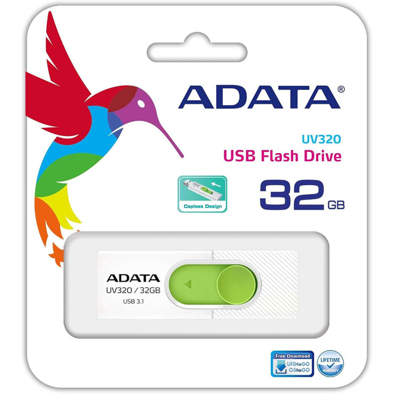 Memorie externa 32GB Adata, USB 3.1, AUV320-32G-RWHGN, alb/verde