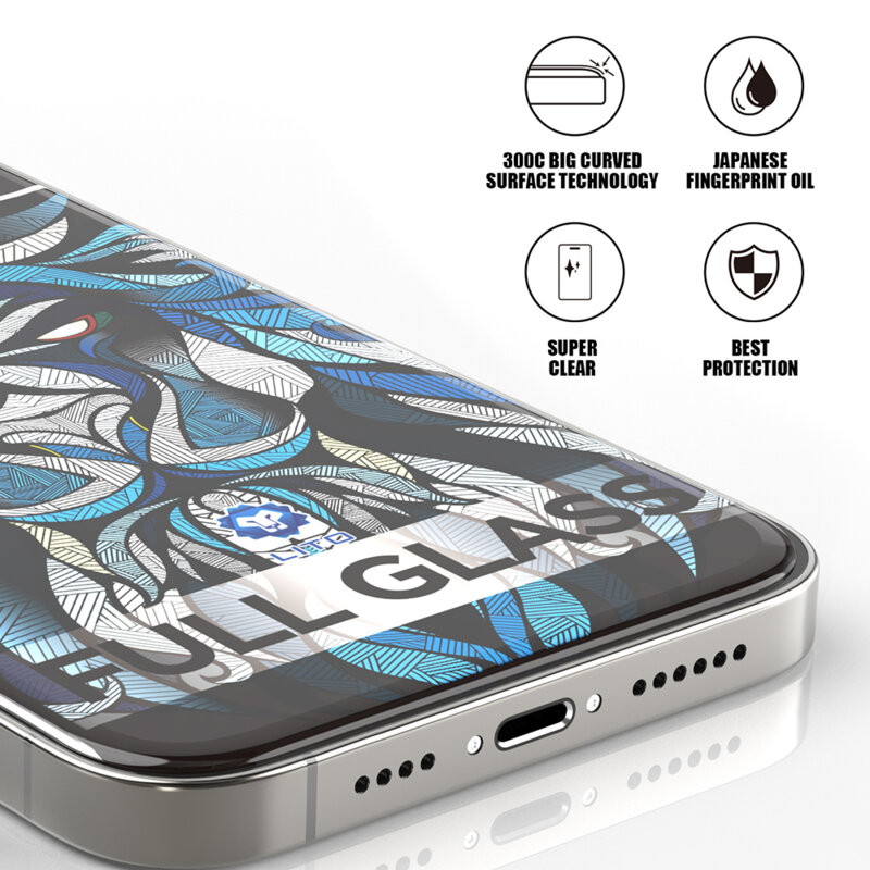 Folie sticla iPhone 15 Pro Max Lito D+ Max 300C, transparenta