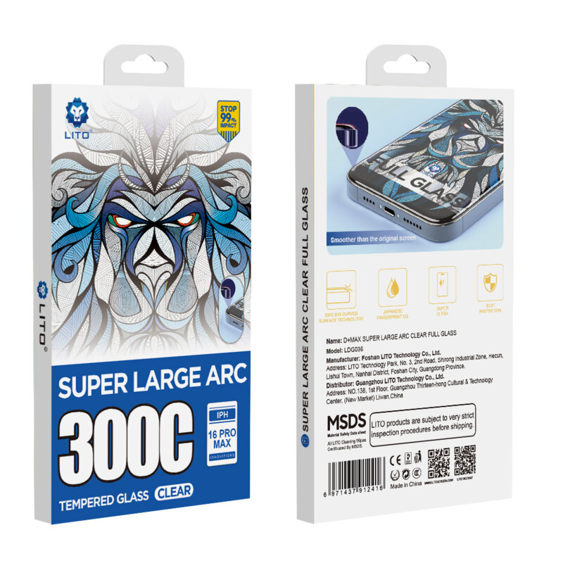 Folie sticla iPhone 15 Pro Max Lito D+ Max 300C, transparenta