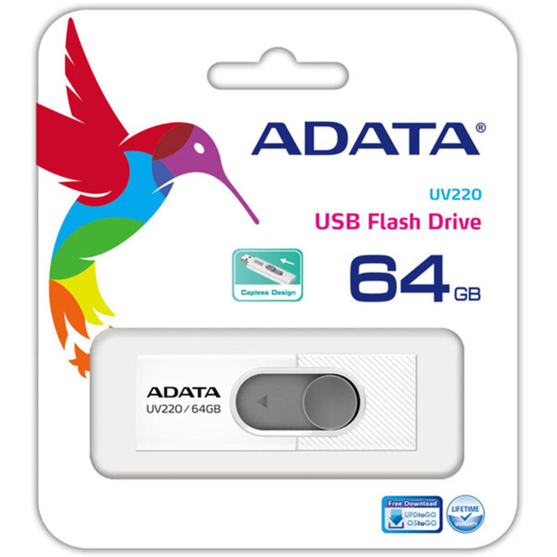 Memorie externa 64GB Adata, USB 2.0, AUV220-64G-RWHGY, alb/gri