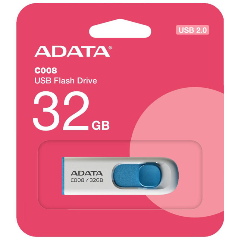 Memorie externa 32GB Adata, USB 2.0, AC008-32G-RWE, alb, albastru