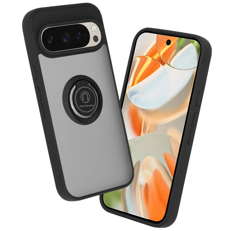 Husa Google Pixel 9 Pro Techsuit Glinth cu inel suport stand magnetic, negru
