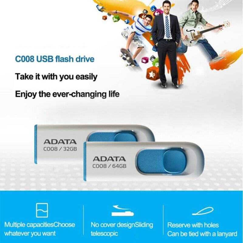 Memorie externa 16GB Adata, USB 2.0, AC008-16G-RWE, alb/albastru