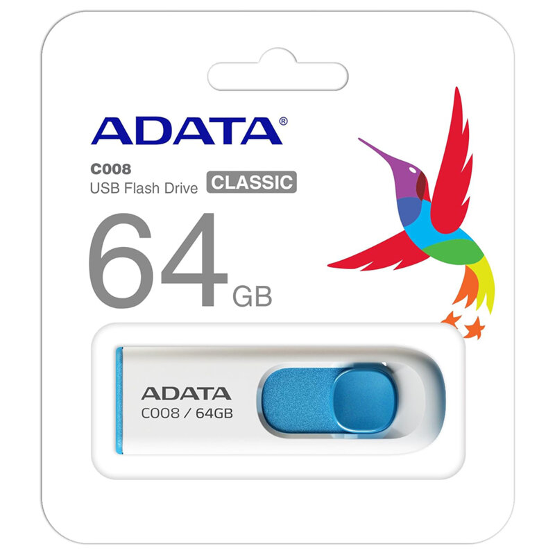 Memorie externa 64GB Adata, USB 2.0, AC008-64G-RWE, alb/albastru