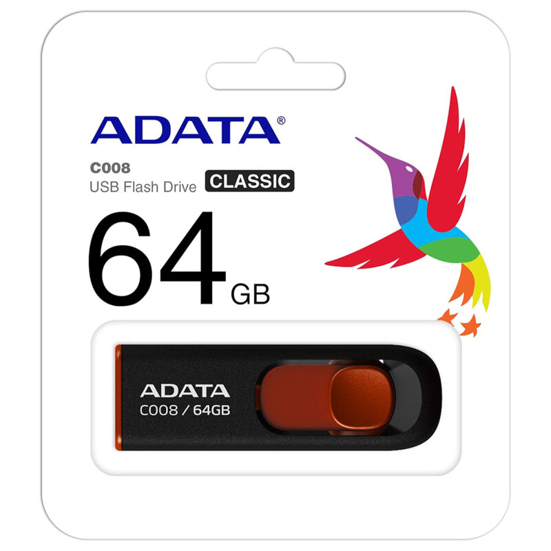 Memorie externa 64GB Adata, USB 2.0, AC008-64G-RKD, nergu/rosu