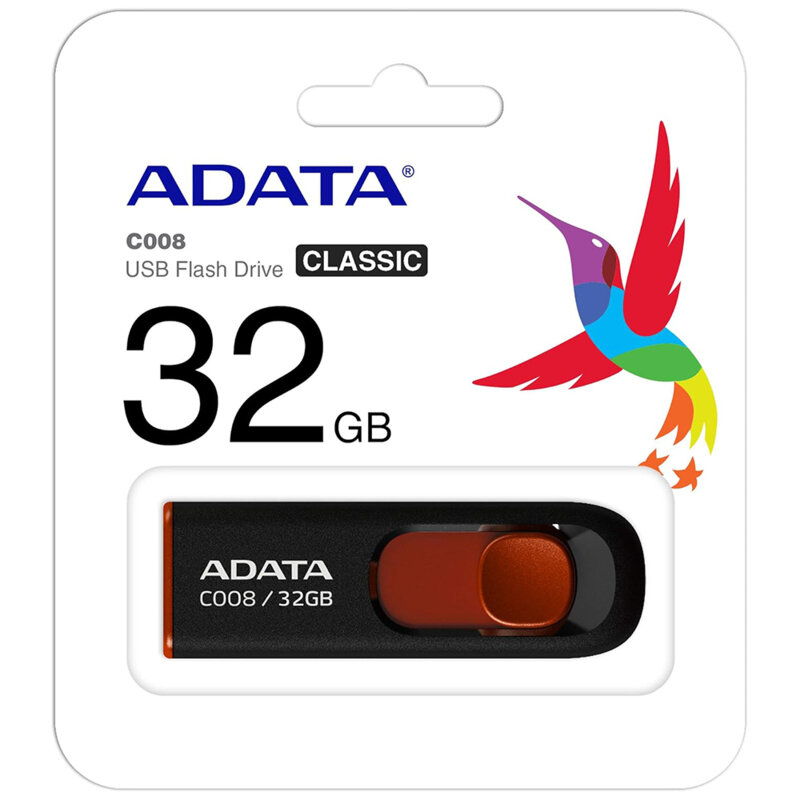 Memorie externa 32GB Adata, USB 2.0, AC008-32G-RKD, nergu/rosu