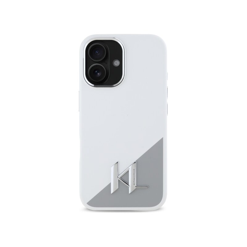 Husa Karl Lagerfeld iPhone 16 Silicone, alb, Shadow Metal Initial, KLHMP16SSCMKMPCH