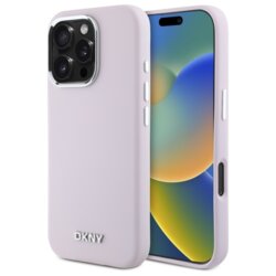 Husa iPhone 16 Pro Max DKNY Hardcase Liquid Silicone Small Metal Logo MagSafe, roz, DKHMP16XSMCHLP