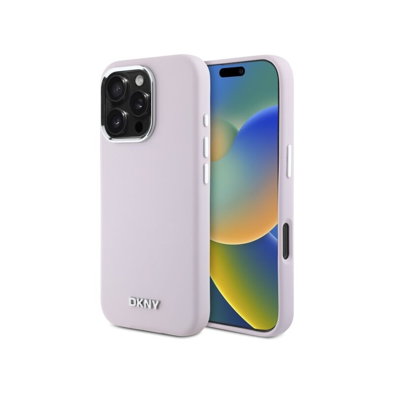 Husa iPhone 16 Pro Max DKNY Hardcase Liquid Silicone Small Metal Logo MagSafe, roz, DKHMP16XSMCHLP