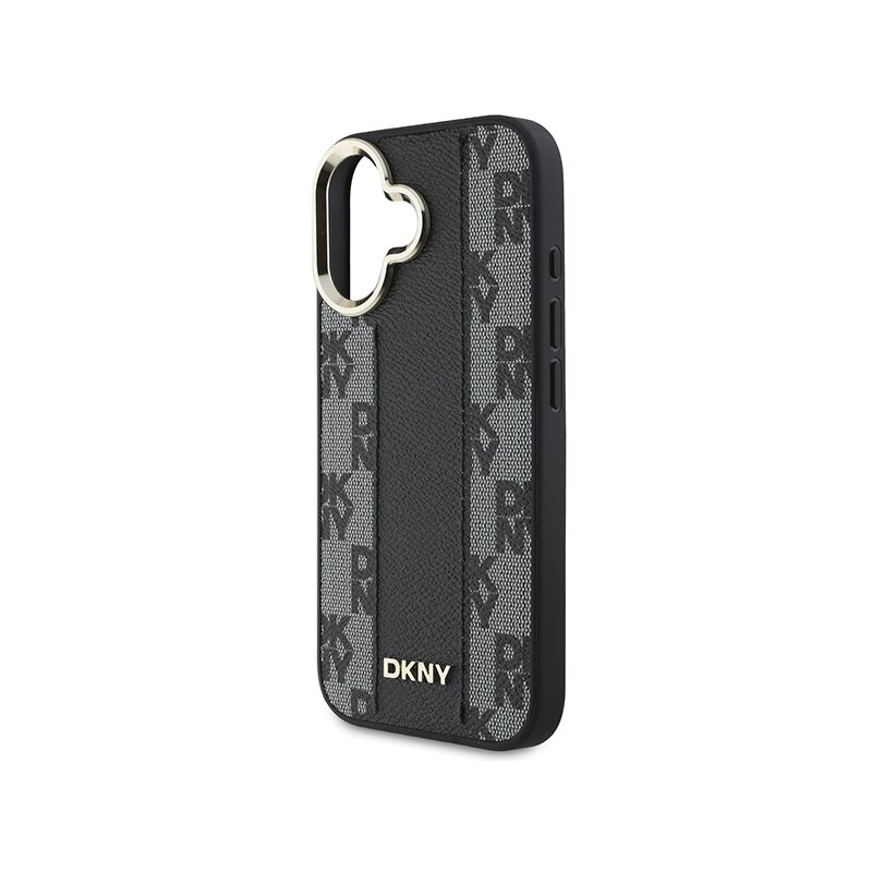 Husa piele iPhone 16 DKNY Leather Hardcase Checkered Pattern Magsafe, negru, DKHMP16SPCPVSLK