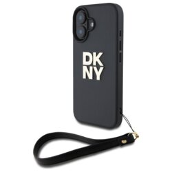 Husa iPhone 16 DKNY Hardcase Wrist Strap Stock Logo, negru, DKHCP16SPBSWSK
