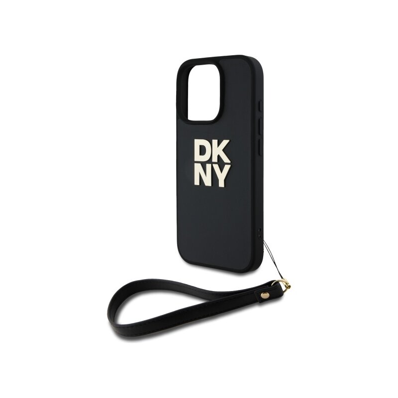 Husa iPhone 16 Pro Max DKNY Hardcase Wrist Strap Stock Logo, negru, DKHCP16XPBSWSK