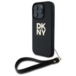 Husa iPhone 16 Pro DKNY Hardcase Wrist Strap Stock Logo, negru, DKHCP16LPBSWSK
