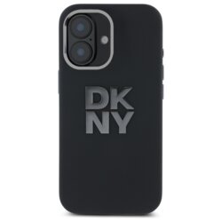 Husa iPhone 16 DKNY Hardcase Liquid Silicone Metal Logo, negru, DKHCP16SSMCBSK