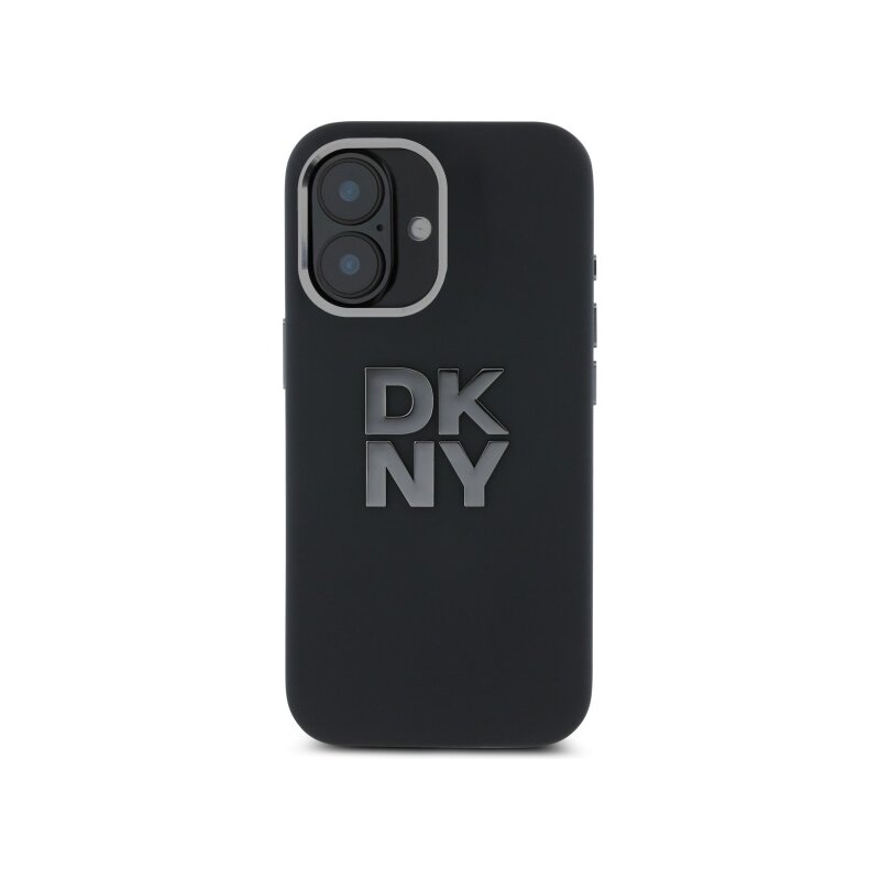 Husa iPhone 16 DKNY Hardcase Liquid Silicone Metal Logo, negru, DKHCP16SSMCBSK