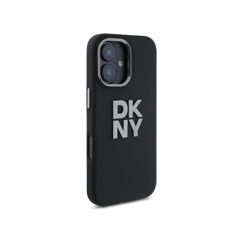 Husa iPhone 16 DKNY Hardcase Liquid Silicone Metal Logo, negru, DKHCP16SSMCBSK