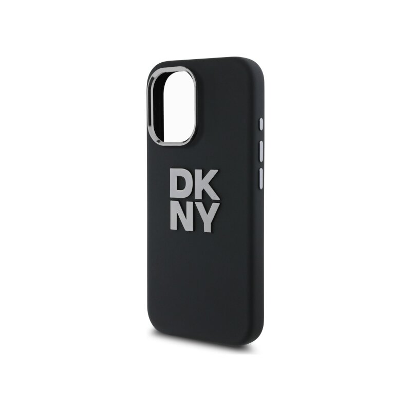 Husa iPhone 16 DKNY Hardcase Liquid Silicone Metal Logo, negru, DKHCP16SSMCBSK