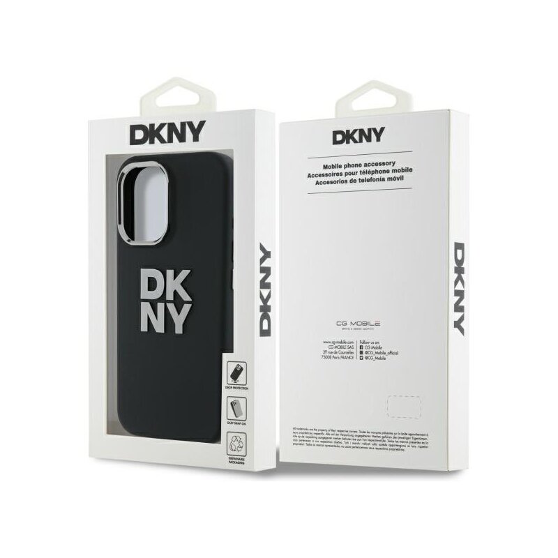 Husa iPhone 16 DKNY Hardcase Liquid Silicone Metal Logo, negru, DKHCP16SSMCBSK
