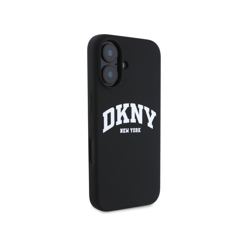 Husa iPhone 16 DKNY Hardcase Liquid Silicone White Printed Logo MagSafe, negru, DKHMP16SSNYACH