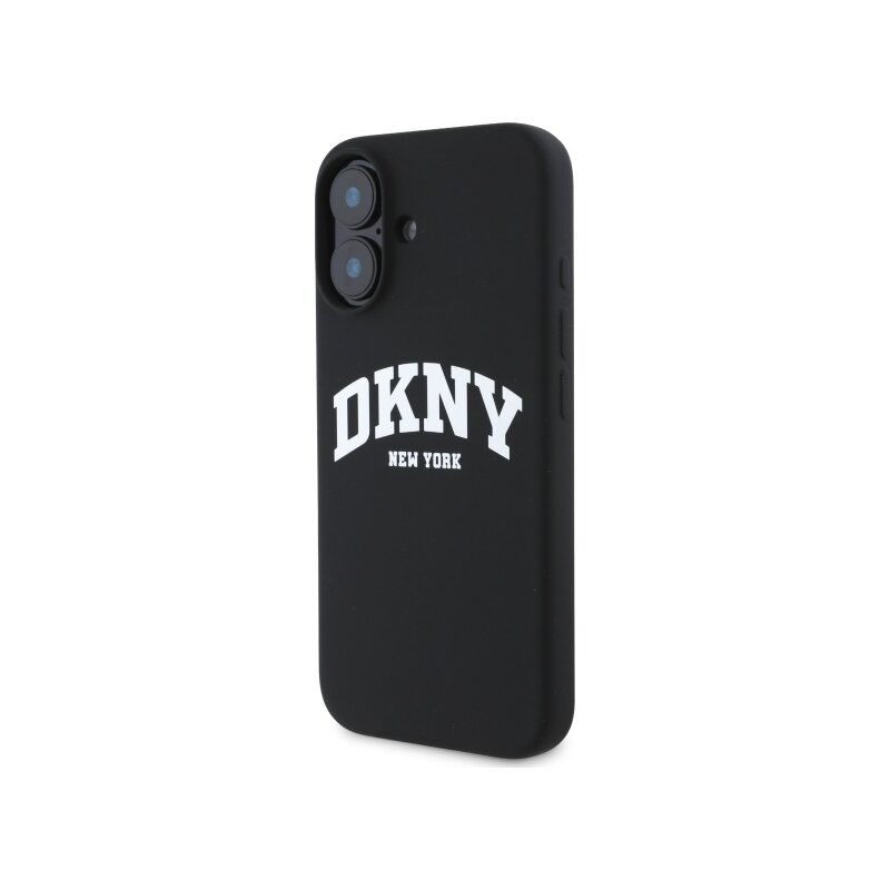 Husa iPhone 16 DKNY Hardcase Liquid Silicone White Printed Logo MagSafe, negru, DKHMP16SSNYACH