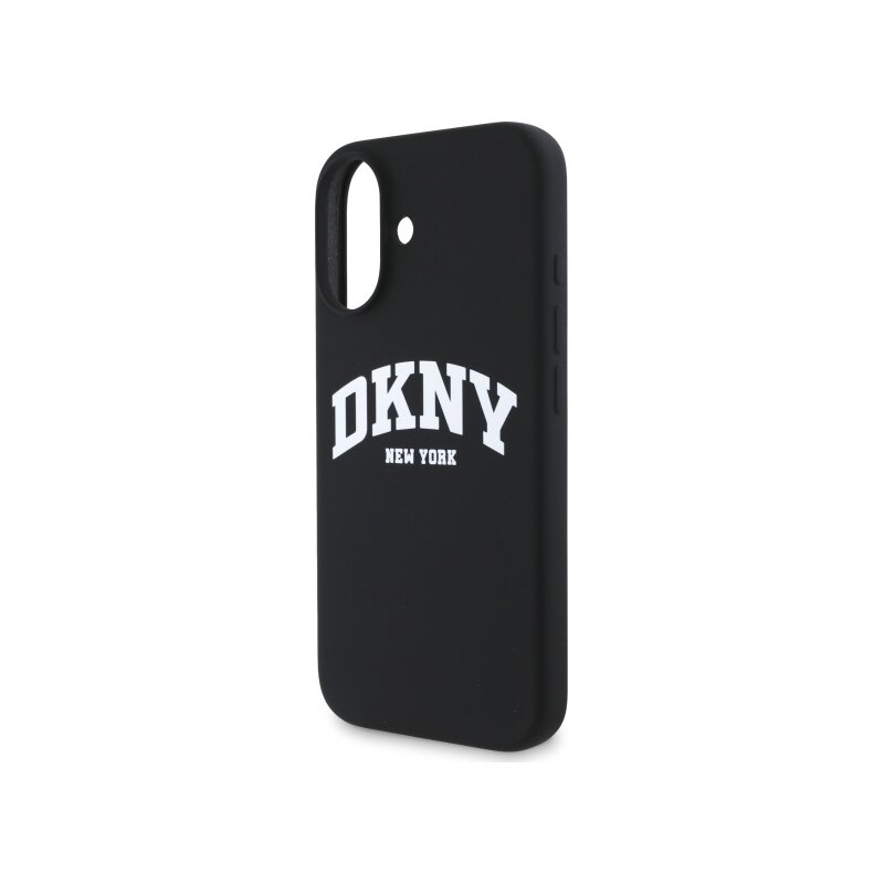 Husa iPhone 16 DKNY Hardcase Liquid Silicone White Printed Logo MagSafe, negru, DKHMP16SSNYACH