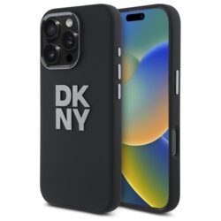 Husa iPhone 16 Pro Max DKNY Hardcase Liquid Silicone Metal Logo, negru, DKHCP16XSMCBSK