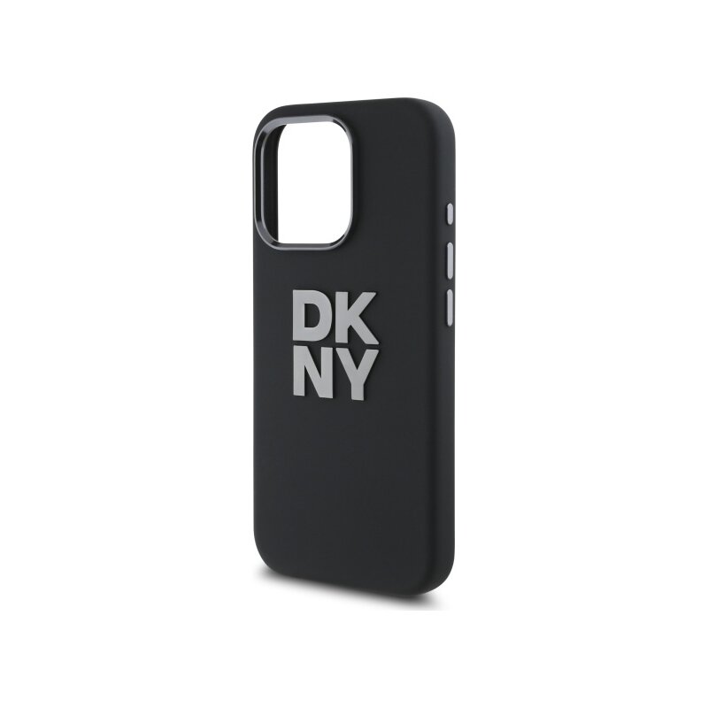 Husa iPhone 16 Pro Max DKNY Hardcase Liquid Silicone Metal Logo, negru, DKHCP16XSMCBSK
