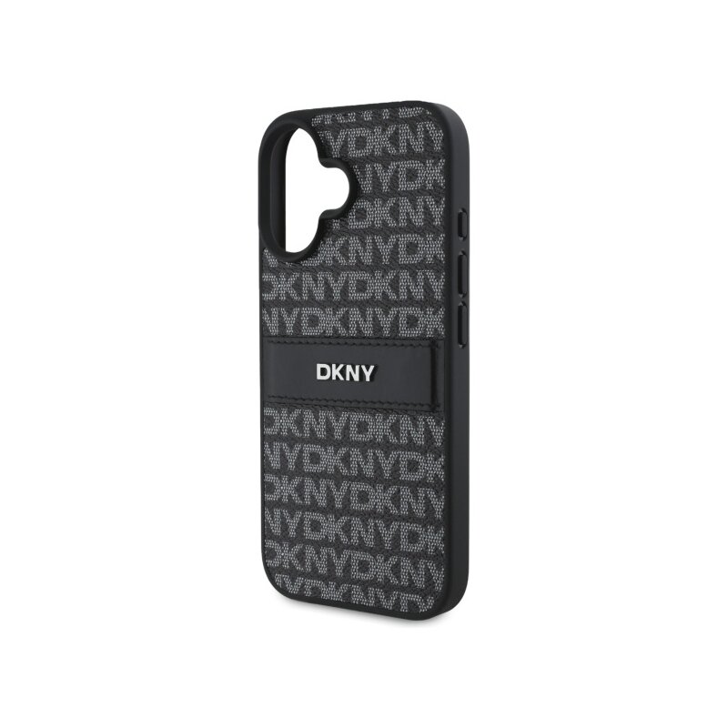 Husa piele iPhone 16 DKNY Leather Hardcase Texture Pattern Tonal Stripe, negru, DKHCP16SPRTHSLK