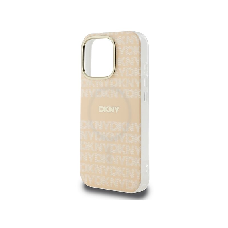 Husa iPhone 16 Pro DKNY Hardcase Repeat Texture Patern & Stripe MagSafe, roz, DKHMP16LHRHSEP