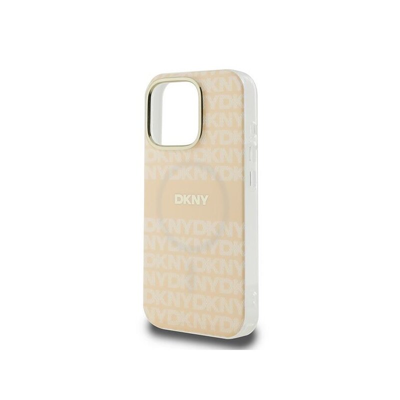 Husa iPhone 16 Pro Max DKNY Hardcase Repeat Texture Pattern With Stripe MagSafe, roz, DKHMP16XHRHSEP