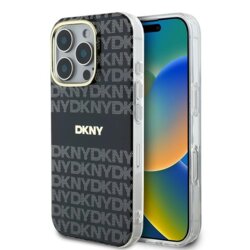 Husa iPhone 16 Pro DKNY Hardcase Repeat Texture Pattern With Stripe, negru, DKHMP16LHRHSEK