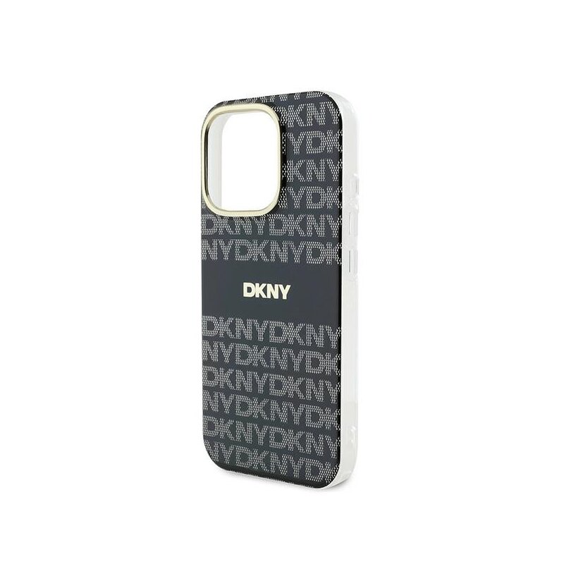 Husa iPhone 16 Pro Max DKNY Hardcase Repeat Texture Pattern With Stripe, negru, DKHMP16XHRHSEK