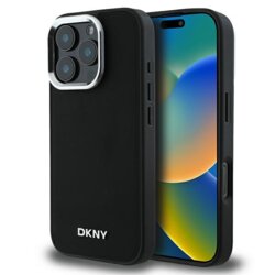 Husa iPhone 16 Pro DKNY Hardcase Plain Silver Logo MagSafe, negru, DKHMP16LPSCMCLK