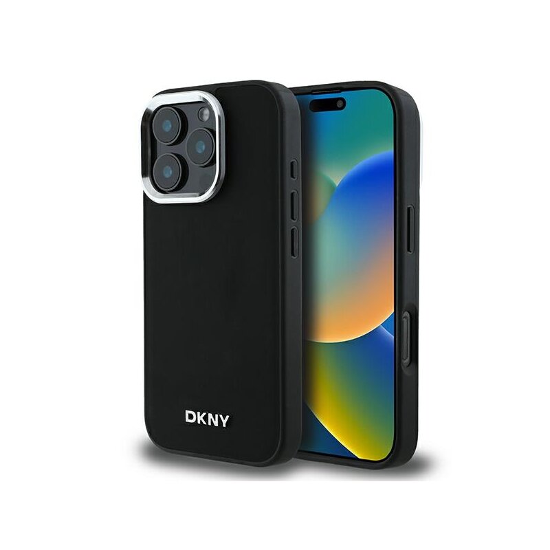 Husa iPhone 16 Pro DKNY Hardcase Plain Silver Logo MagSafe, negru, DKHMP16LPSCMCLK