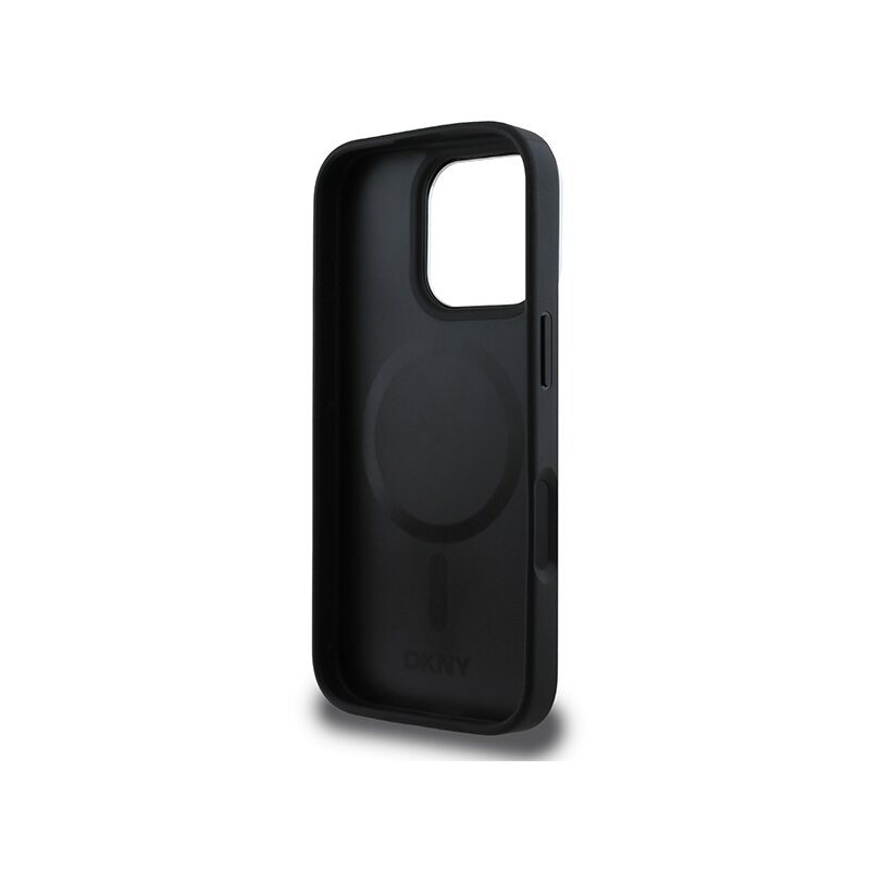 Husa iPhone 16 Pro DKNY Hardcase Plain Silver Logo MagSafe, negru, DKHMP16LPSCMCLK