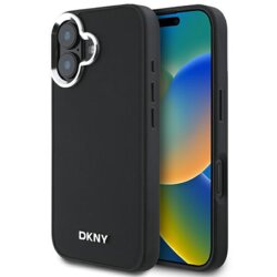 Husa iPhone 16 DKNY Hardcase Plain Silver Logo MagSafe, negru, DKHMP16SPSCMCLK