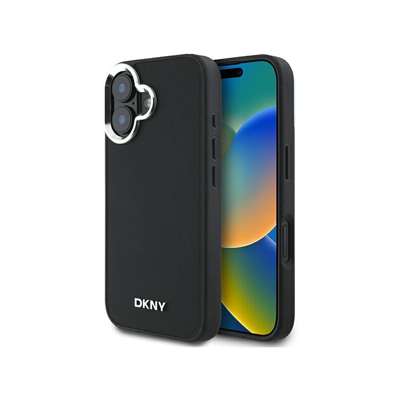 Husa iPhone 16 DKNY Hardcase Plain Silver Logo MagSafe, negru, DKHMP16SPSCMCLK