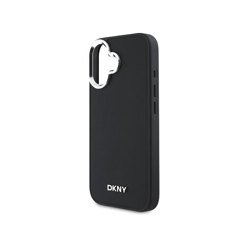 Husa iPhone 16 DKNY Hardcase Plain Silver Logo MagSafe, negru, DKHMP16SPSCMCLK