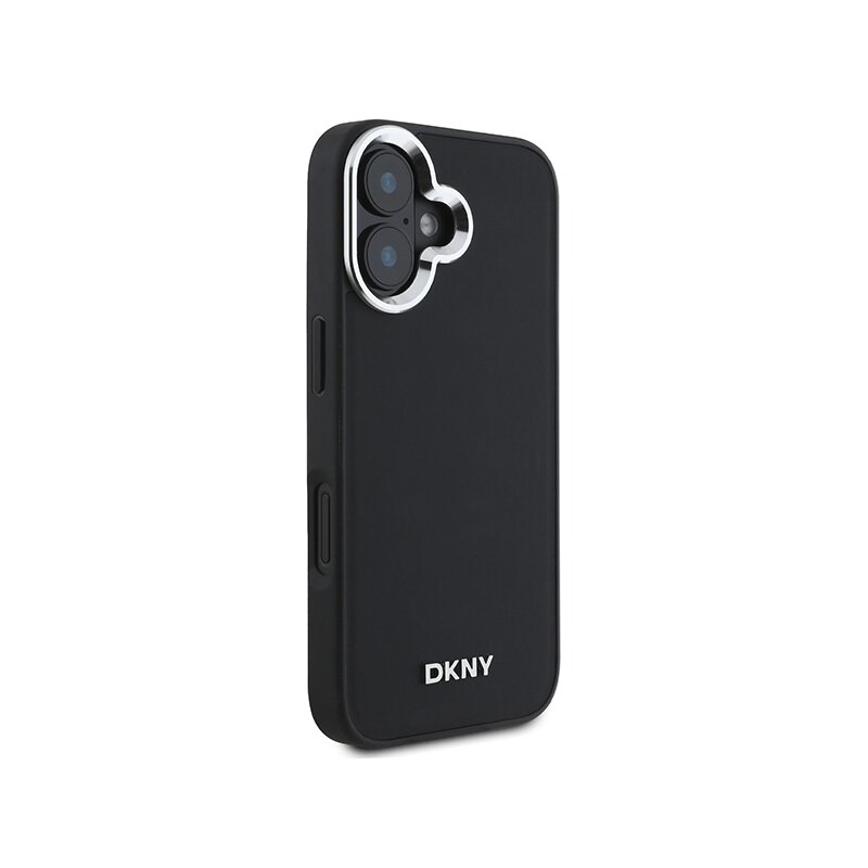 Husa iPhone 16 DKNY Hardcase Plain Silver Logo MagSafe, negru, DKHMP16SPSCMCLK