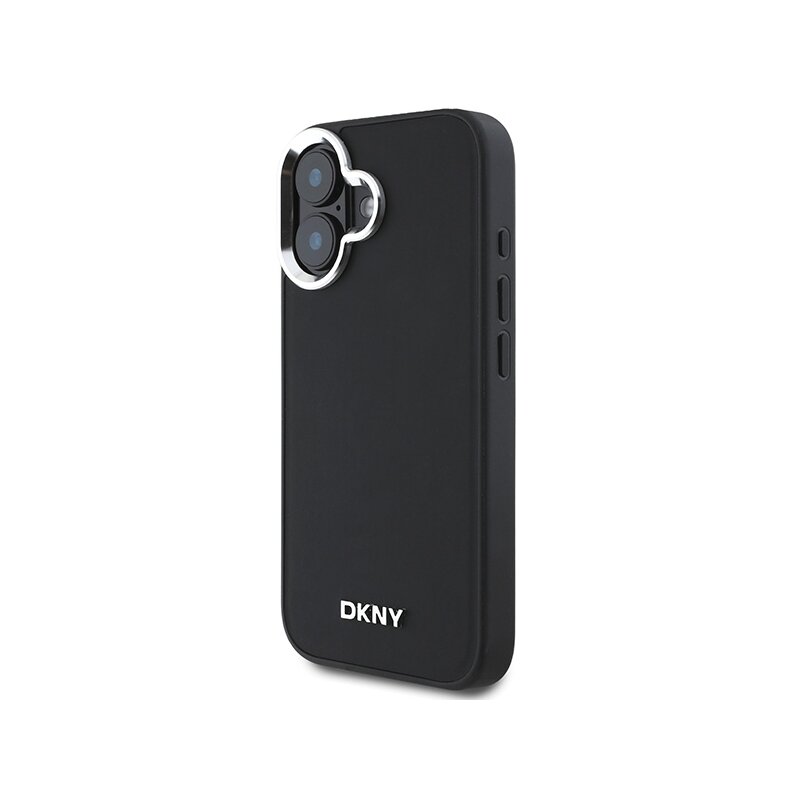 Husa iPhone 16 DKNY Hardcase Plain Silver Logo MagSafe, negru, DKHMP16SPSCMCLK
