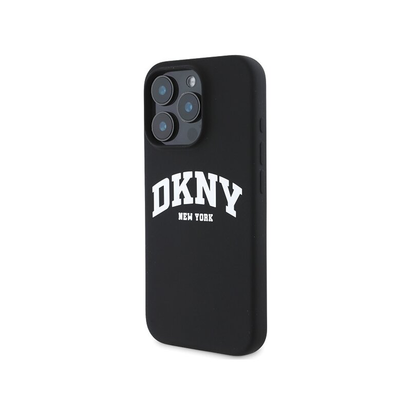 Husa iPhone 16 Pro Max DKNY Hardcase Silicone White Printed Logo MagSafe, negru, DKHMP16XSNYACH