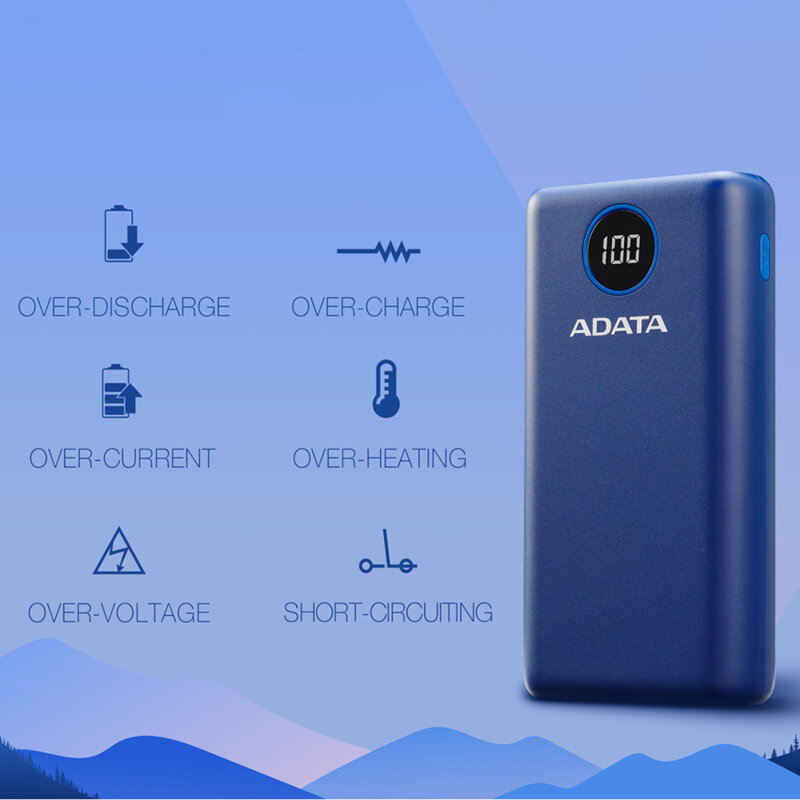 Power Bank Type-C, USB, 20000mAh Adata, AP20000QCD-DGT-CWH, alb