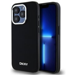 Husa iPhone 15 Pro DKNY Hardcase Plain Logo MagSafe, negru, DKHMP15LPSCMCLK