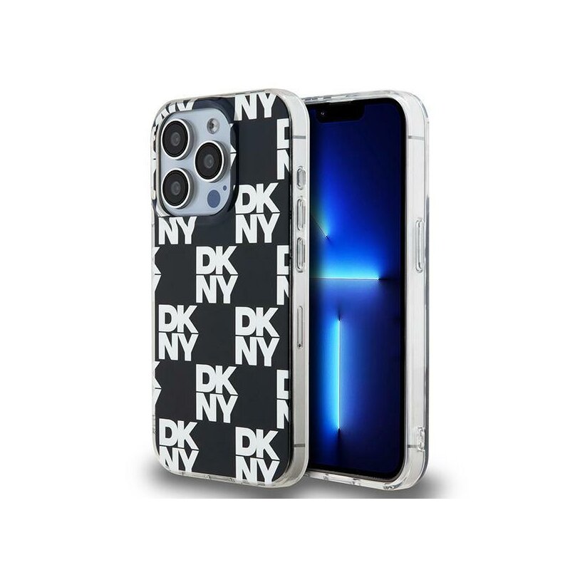 Husa iPhone 15 Pro Max DKNY IML Checkered Mono Pattern, negru, DKHCP15XHDLCEK