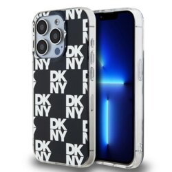 Husa iPhone 15 Pro DKNY IML Checkered Mono Pattern, negru, DKHCP15LHDLCEK