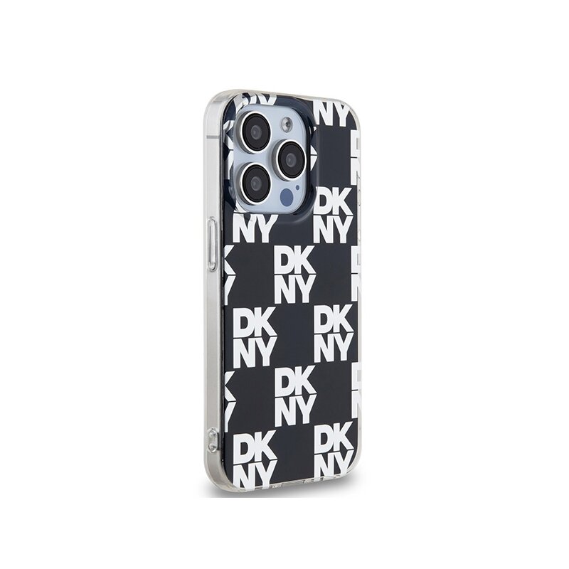 Husa iPhone 15 Pro DKNY IML Checkered Mono Pattern, negru, DKHCP15LHDLCEK